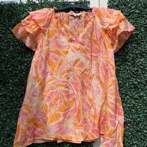 Nanette Lepore Pink and Orange Blouse 65% Rayon